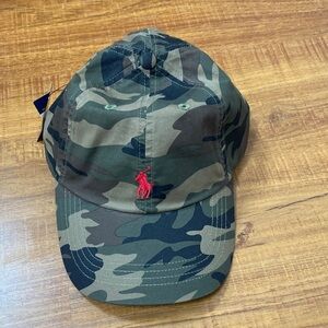Polo by Ralph Lauren Camo Baseball Cap with Red Pony Logo